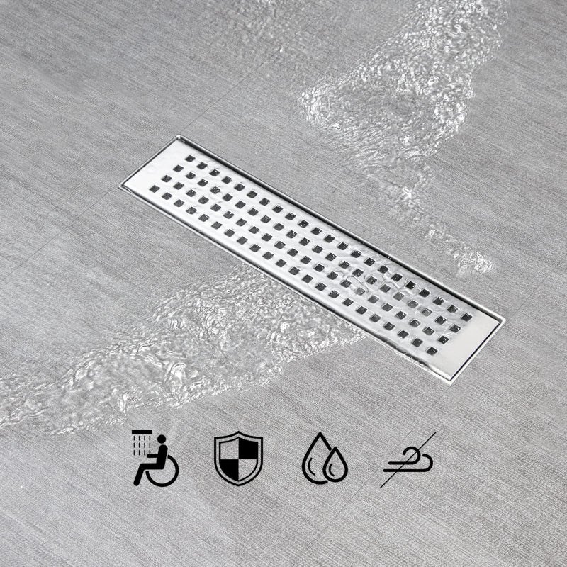 SaniteModar Shower Drain, 12 inch Linear Shower Drain with Removable Square Hole Panel, AISI 304 Stainless Steel Brushed Shower Floor Linear Drain with Adjustable Feet and Hair Strainer - Image 3
